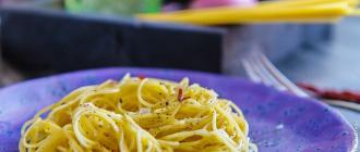 Спагетти с чесноком, острым перцем и оливковым маслом